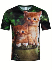 Kitty Print T Shirt Unisex Breathable Top Men Women