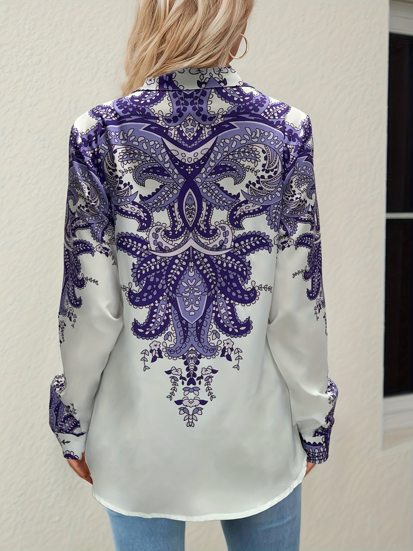 Vintage Graphic Print Button Shirt for Women
