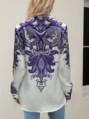 Vintage Graphic Print Button Shirt for Women