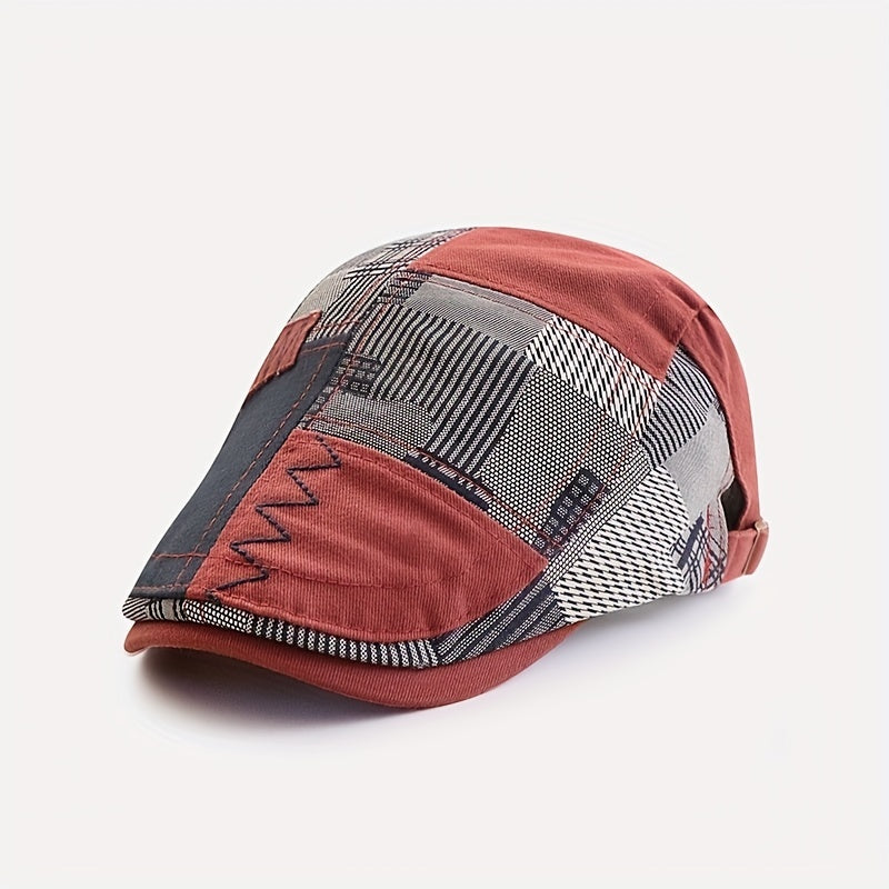 Men's Retro Sunshade Peaked Cap with Plaid Pattern