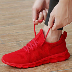 Men's Solid Knit Breathable Running Shoes Non Slip Soft Sole Sneakers