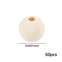 50pcs 16mm Wood Beads Natural Unfinished Round Wooden Loose Beads for Crafts DIY