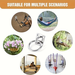 2pcs Stainless Steel Pad Eye Plate Heavy Duty Round Rings for Hammock Chairs