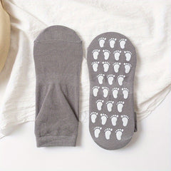 Solid Towel Bottom Crew Socks - Anti Slip Low Cut Socks With Grip