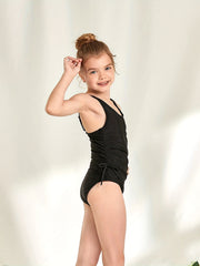 Girl's Solid Onesie Swimsuit Bowknot Tankini for Summer Beach