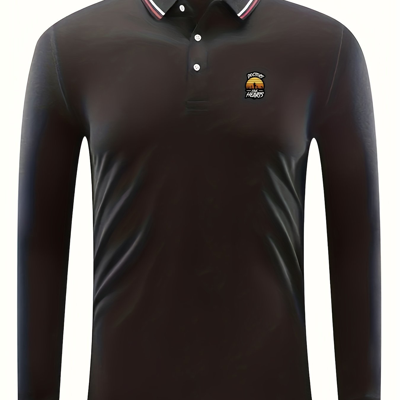 Symbol Print Men's Casual Button Up Long Sleeve Lightweight Polo Shirt