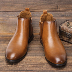 Men's Zipper Chelsea Boots Round Toe Ankle Boots