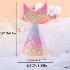 Rainbow Fishtail Crown for Baby's 1st Birthday Party Decoration