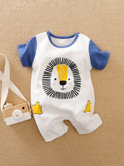 Animal Graphic Print Short Sleeve Romper Jumpsuit