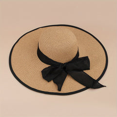 Oversized Brim Straw Hat Sun Protection Big Brim Hat Seaside Bow Beach Hat