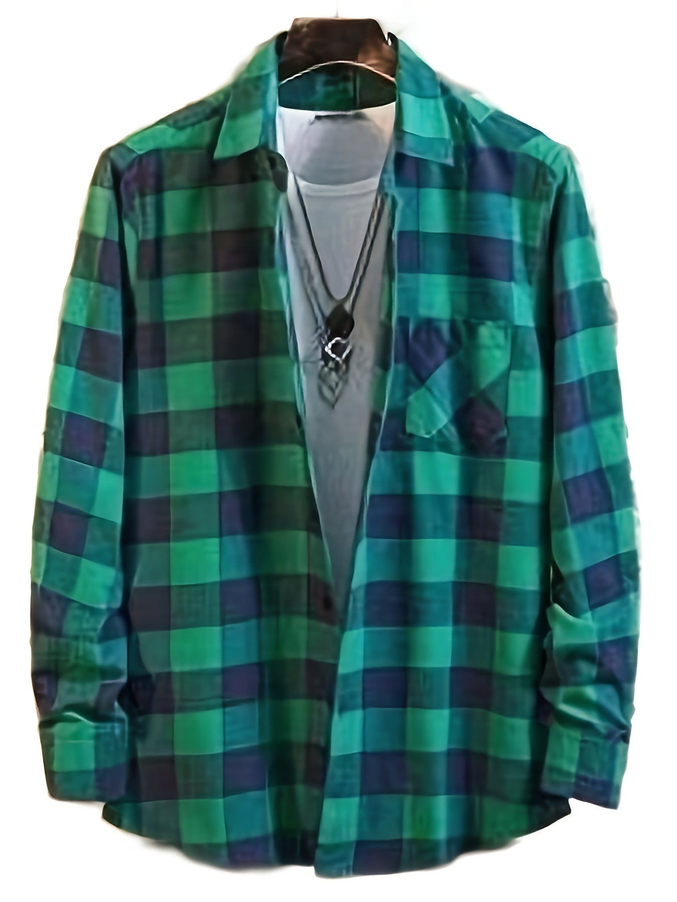 Plaid Print Button Up Shirt Men's Spring Summer