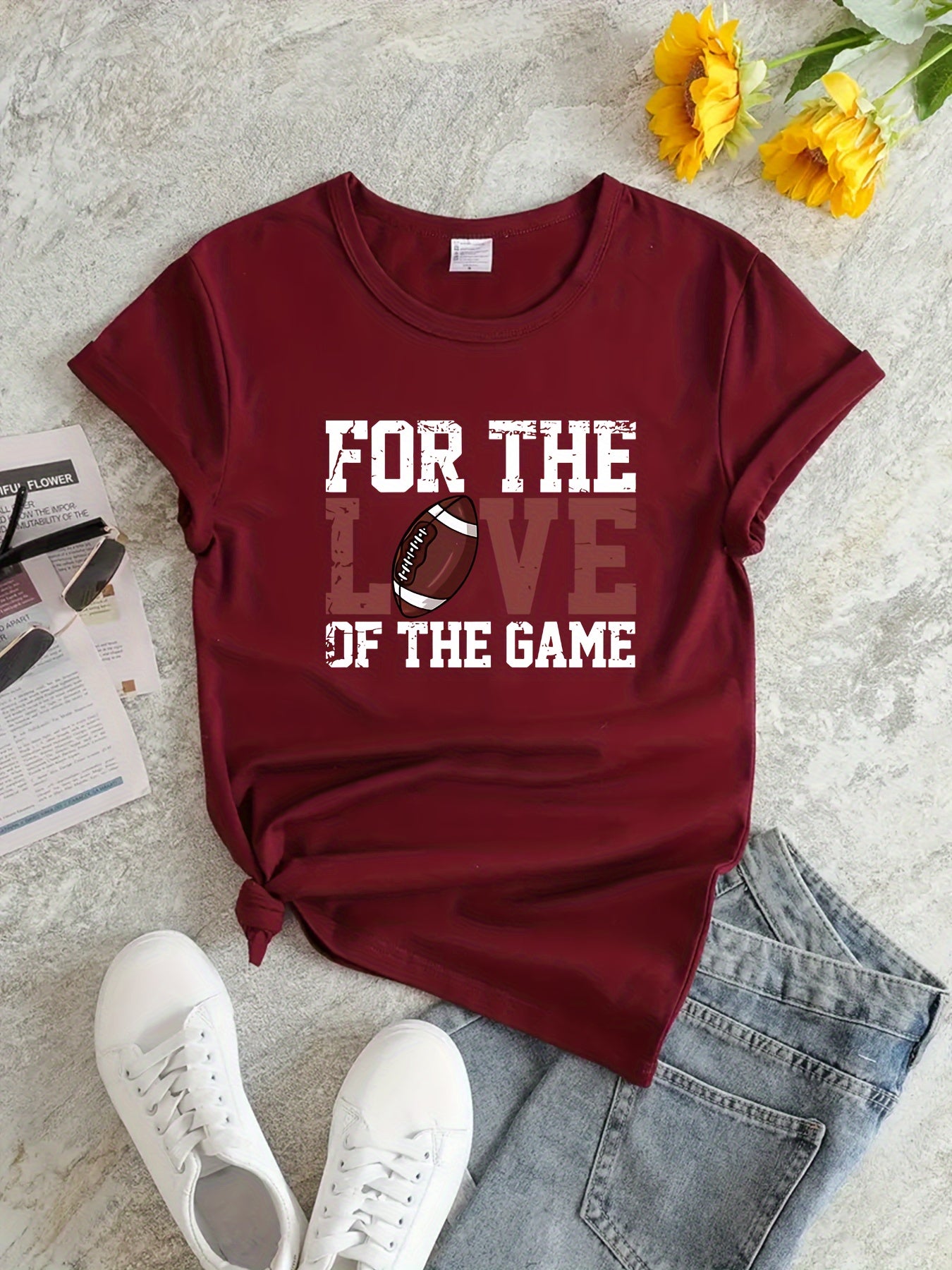 Love Football Graphic Sports T shirt Women