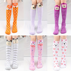 Teen's Animal Pattern Striped Knee High Socks - Comfy Long Stockings
