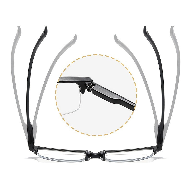 OOLVS Half Frame Anti Light Presbyopic Glasses Men Women