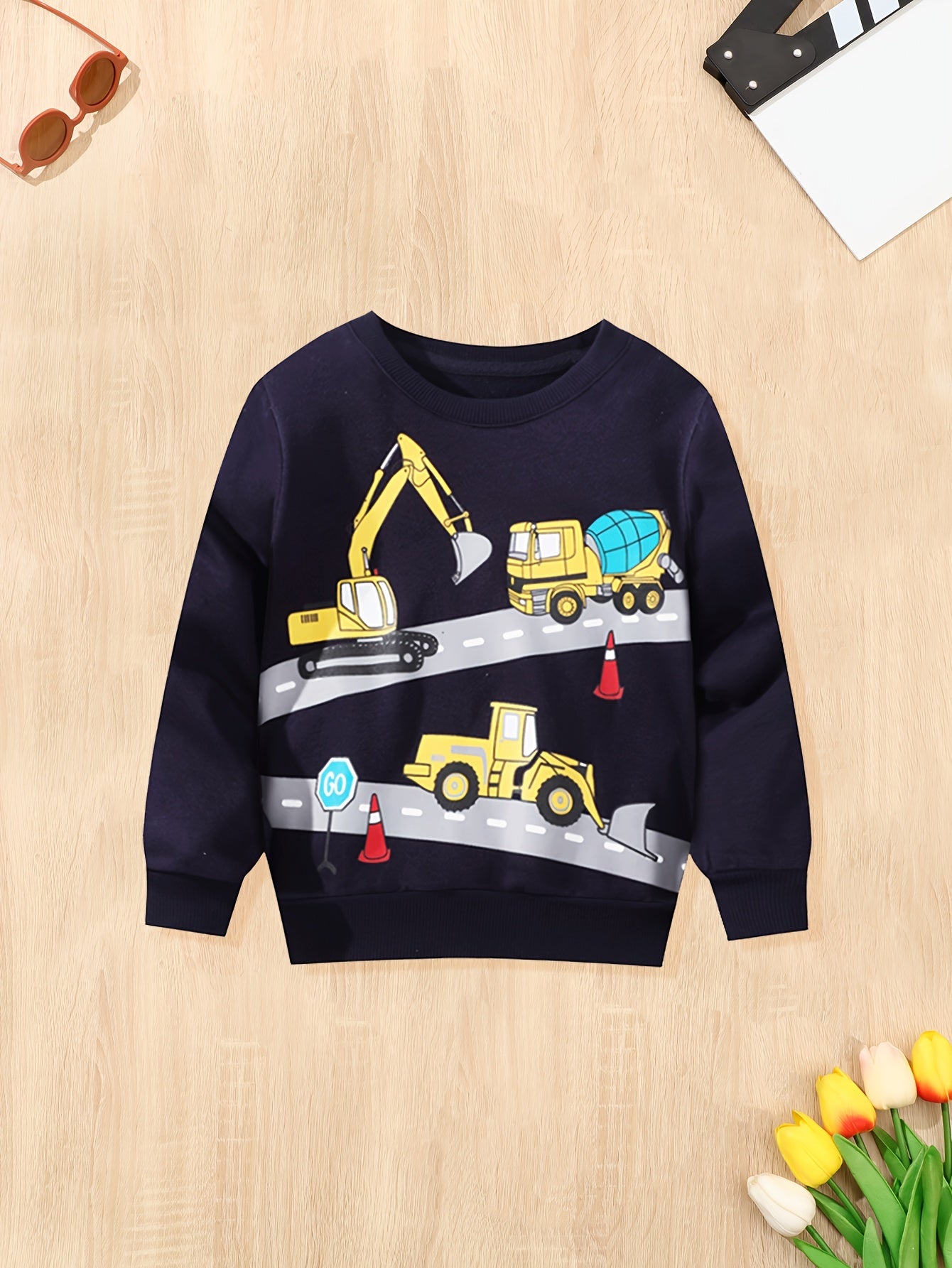 Boy's Cotton Truck Graphic Sweatshirt Casual Long Sleeve Pullover