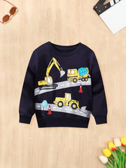 Boy's Cotton Truck Graphic Sweatshirt Casual Long Sleeve Pullover
