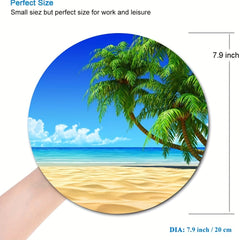 Coconut Trees Round Mouse Pad Waterproof