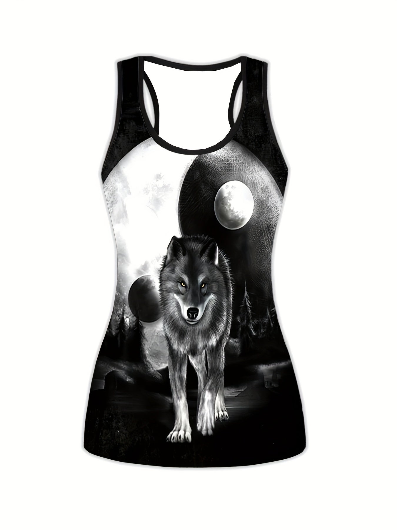 Wolf Print Tank Top & Leggings Yoga Outfit Set