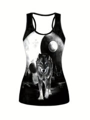 Wolf Print Tank Top & Leggings Yoga Outfit Set