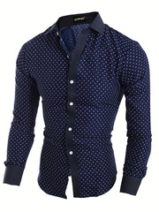 Polka Dot Graphic Print Men's Casual Lapel Shirt