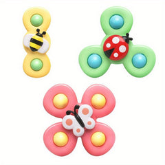 3pcs Suction Cup Rotating Baby Toys - Sensory Birthday Gift
