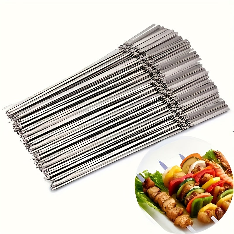 21pcs Stainless Steel BBQ Skewers Set with Storage Bucket