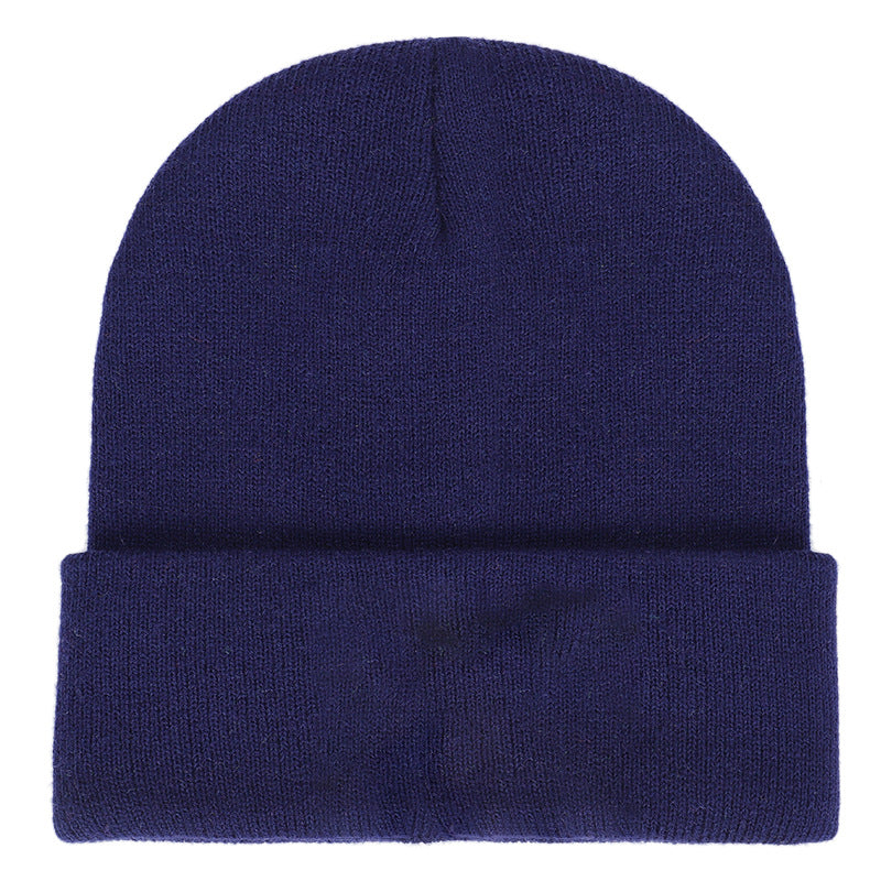 Men's Solid Knitted Hat in Black - Warm Winter Beanie Cap