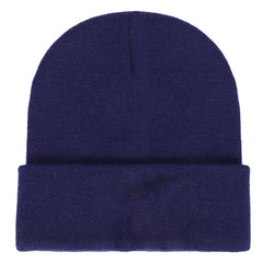 Men's Solid Knitted Hat in Black - Warm Winter Beanie Cap