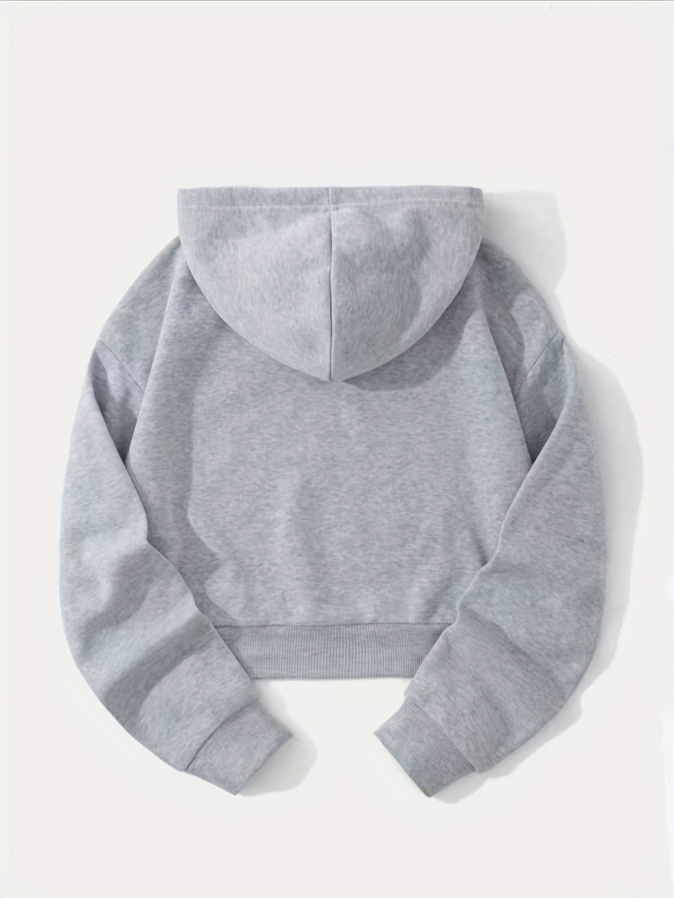 Letter Graphic Drawstring Crop Hoodie Long Sleeve Sweatshirt