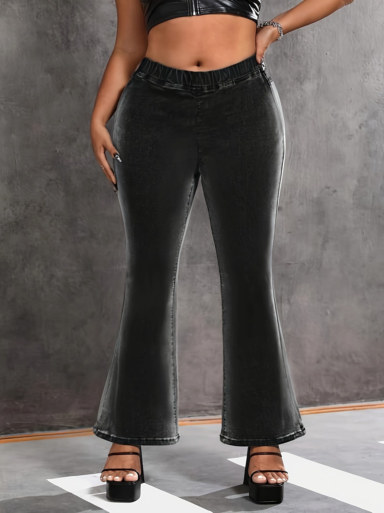 Retro Jeans Women's Plus Flare Leg Jeans