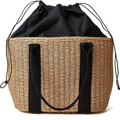 Straw Woven Summer Beach Tote Large Capacity Shoulder Bag Women's Rattan Handbag