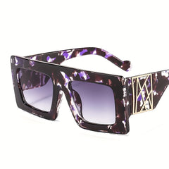 Vintage Square Sunglasses Women Tortoise Large Gradient UV400