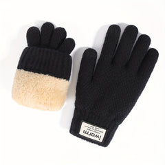 Knitted Gloves Thickened Plus Velvet Warm Touch Screen Non-slip Gloves