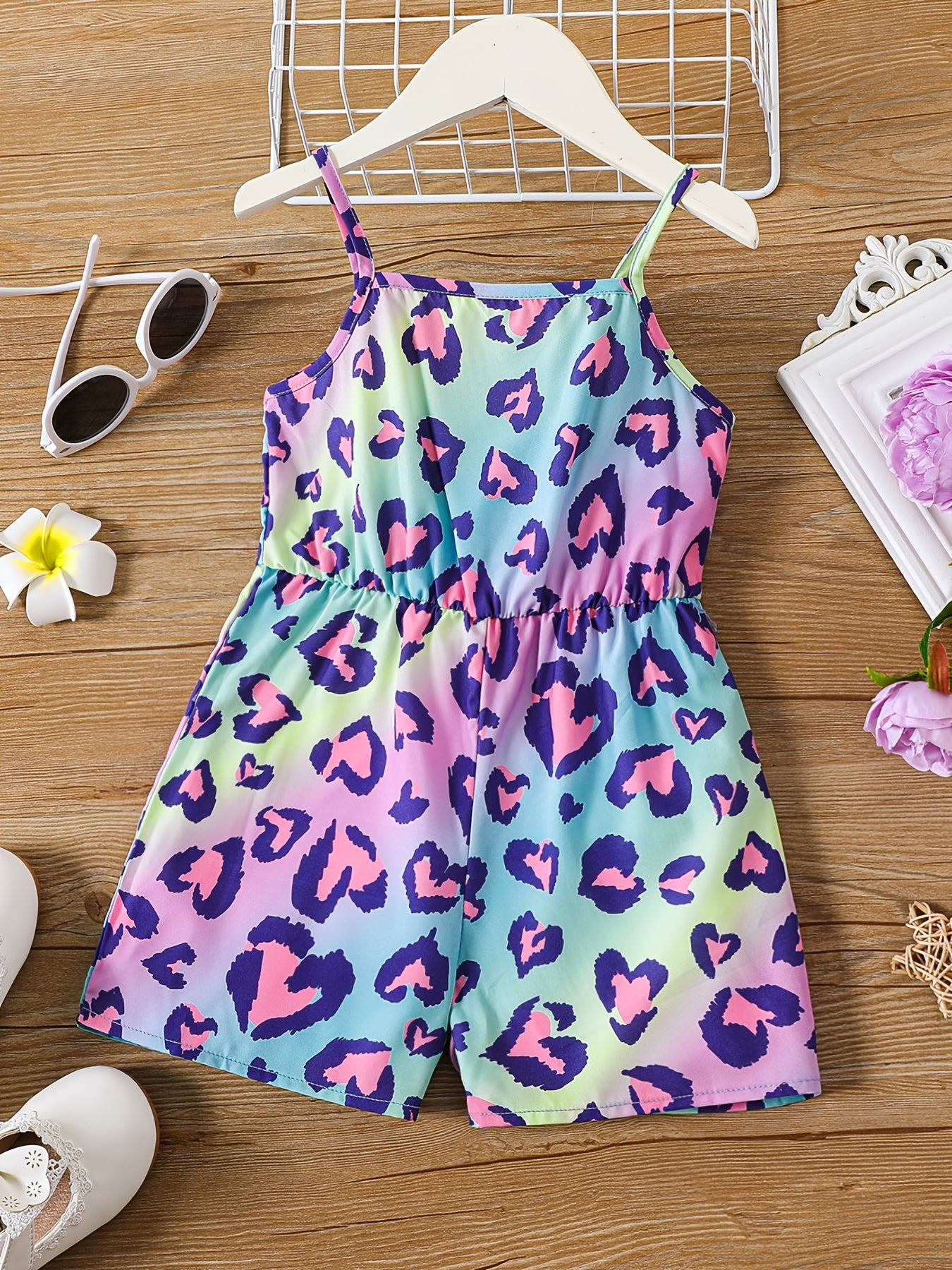 Leopard Print Slip Romper for Toddler Kid Girls