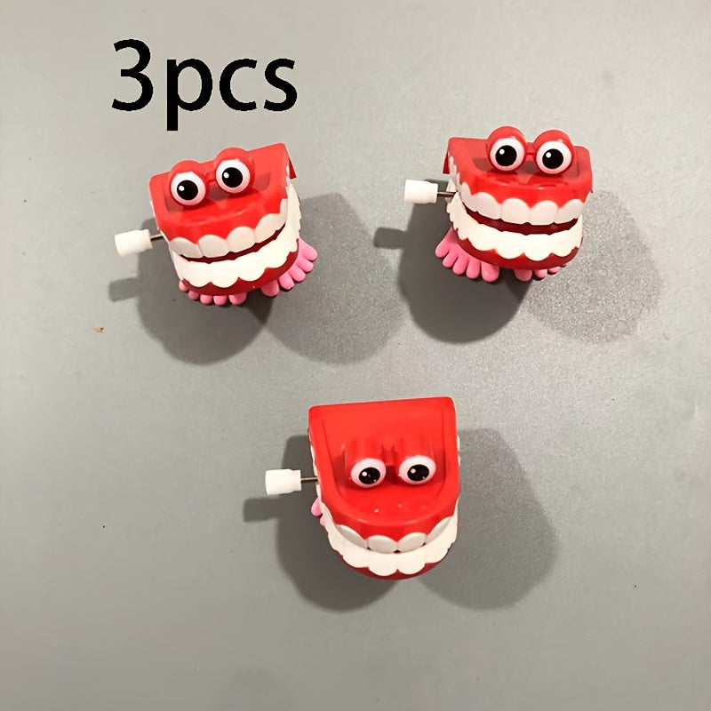 3Pcs Clockwork Jumping Teeth Toys with Eyes Christmas Children'S Toys