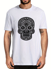 Men's Floral Skull Graphic T shirt Casual Tee for Summer