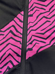 Women's Plus Colorblock Abstract Stripe Print Coat & Joggers Set