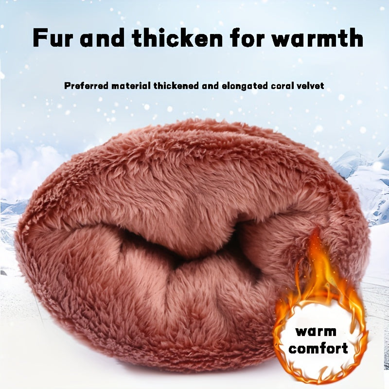 Men's Waterproof Touch Screen Leather Gloves Winter Thick Cotton Plush