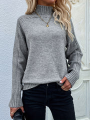 Solid Turtleneck Pullover Sweater Casual Long Sleeve Sweater