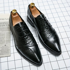 Men's Embossed Scale Pattern Lace Up Dress Shoes
