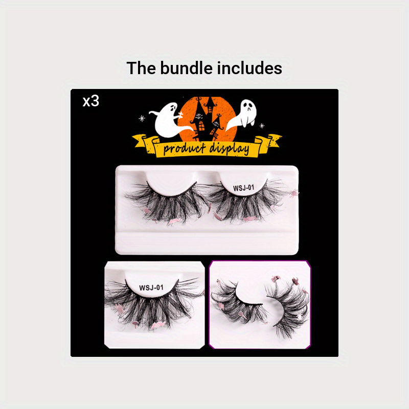 Halloween Style False Eyelashes Faux Mink Lashes Sequin Decorative