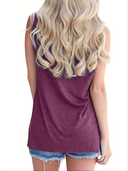 Fine Letter Print Tank Top Crew Neck Sleeveless Summer Tank Top