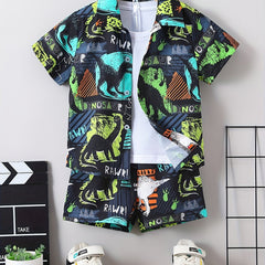 2pcs Toddler Boys Dinosaur Shirt & Shorts Set Kids Summer Clothes