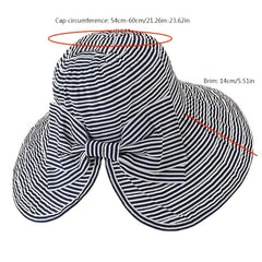 Striped Bowknot Sun Hat UV Protection Bucket Hat