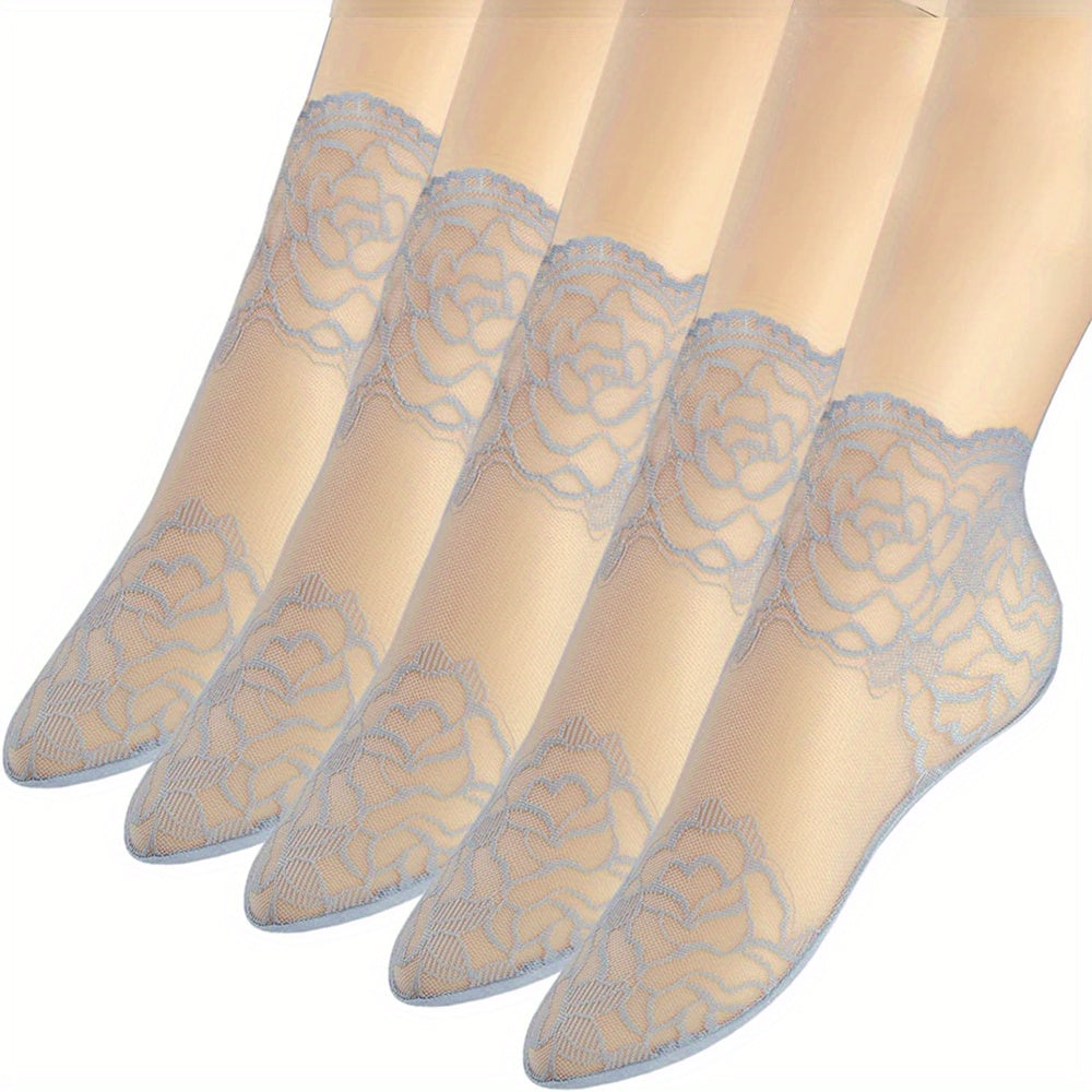 5 Pairs Girl s Lace Ankle Socks Low Cut Fishnet Children s Short Socks