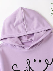 Girls' Smile Face Graphic Hooded Sweatshirt for Spring and Autumn