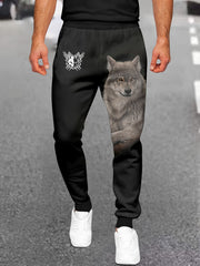 Men's Gray Wolf Graphic Sweatpants Casual Breathable Joggers