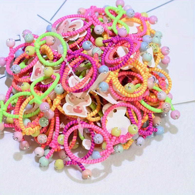 100pcs Sweet Hair Tie Elastic Hair Bands Ponytail Holders for Baby Girls