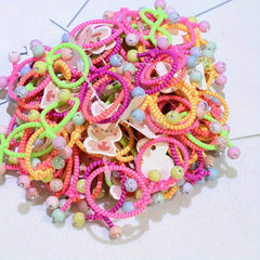 100pcs Sweet Hair Tie Elastic Hair Bands Ponytail Holders for Baby Girls