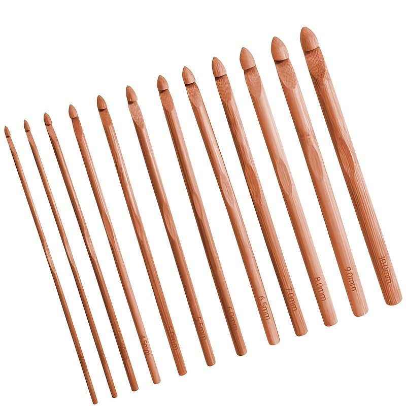 12pcs Bamboo Crochet Set Knitting Needle Hand DIY Tools For Arthritic Hands